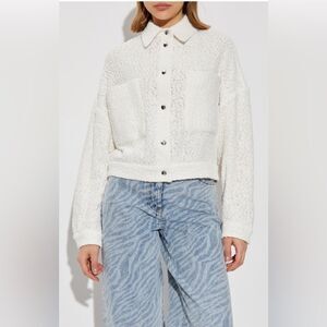 Iro Paris Pabli tweed bomber jacket in white 34